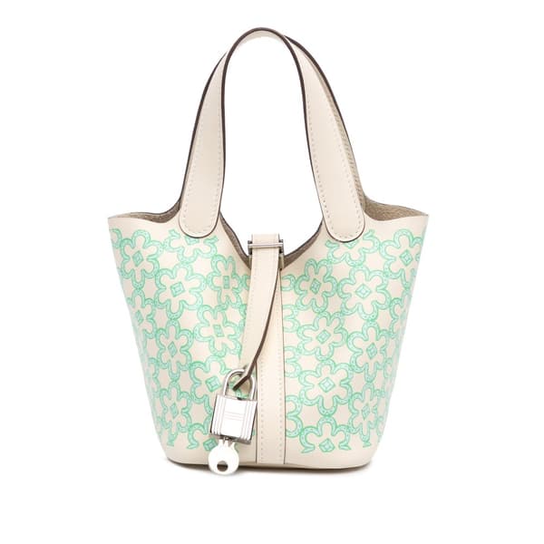 Pre-owned Hermès Swift Lucky Daisy Picotin Lock 14 White