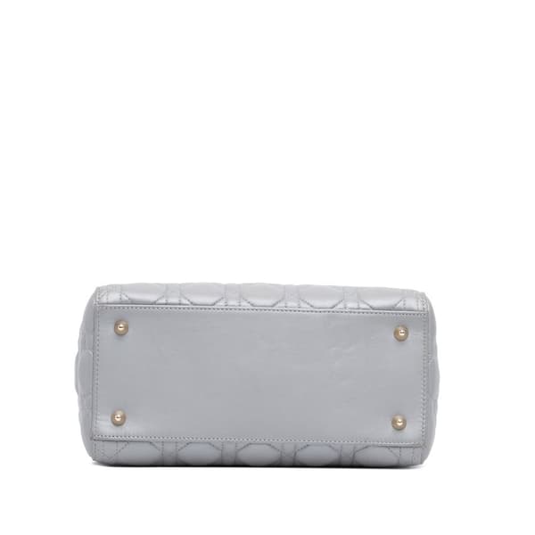Pre-owned Dior Medium Lambskin Cannage Lady Dior Gray