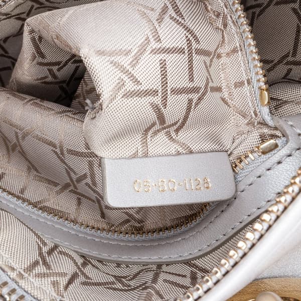 Pre-owned Dior Medium Lambskin Cannage Lady Dior Gray
