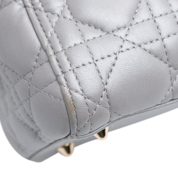 Pre-owned Dior Medium Lambskin Cannage Lady Dior Gray