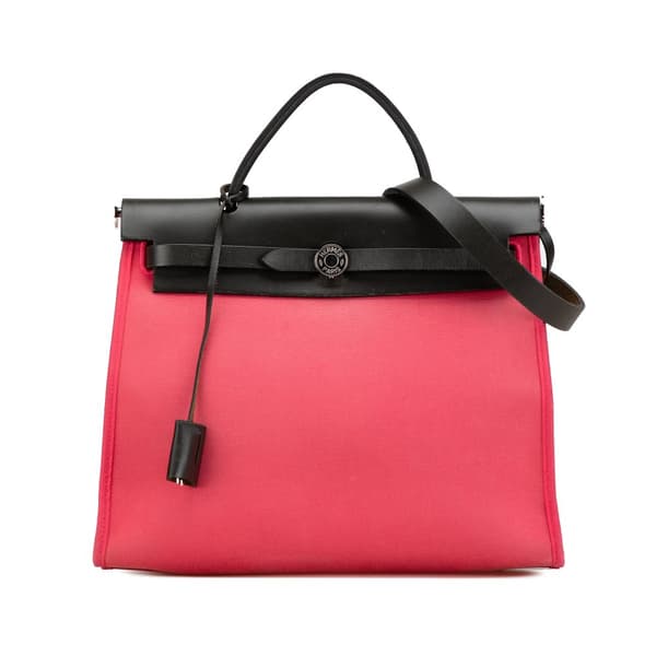 Pre-owned Hermès Toile Herbag Zip 31 Pink