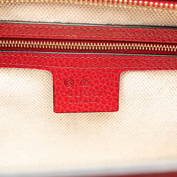 Pre-owned Gucci Medium Dollar Calf Soho Top Handle Convertible Tote Red