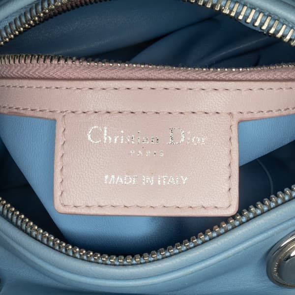 Pre-owned Dior Medium Tricolor Lambskin Cannage Lady Dior Red