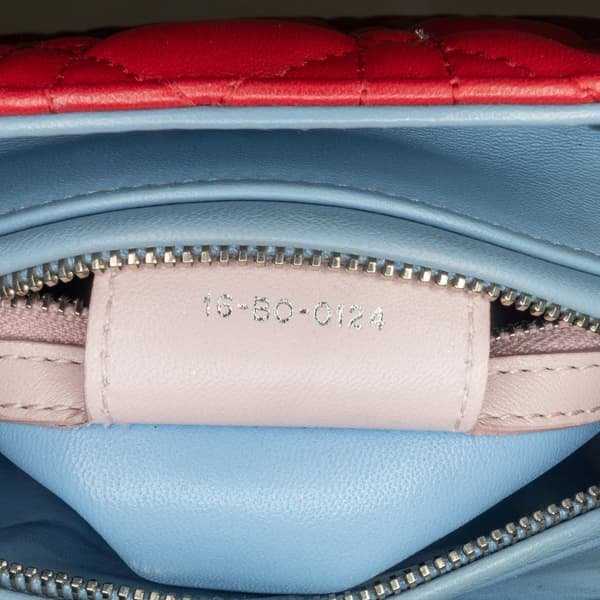 Pre-owned Dior Medium Tricolor Lambskin Cannage Lady Dior Red