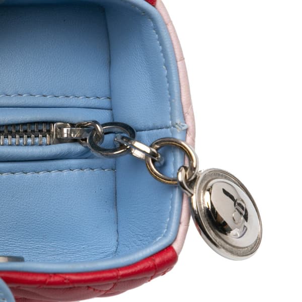 Pre-owned Dior Medium Tricolor Lambskin Cannage Lady Dior Red