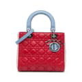 Pikkukuva 1 / 9: Pre-owned Dior Medium Tricolor Lambskin Cannage Lady Dior Red