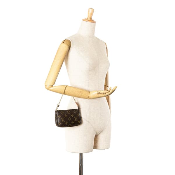 Pre-owned Louis Vuitton Monogram Mini Pochette Accessoires Brown