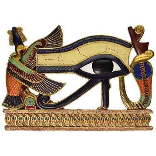 Väggskulptur - Design Toscano - Den egyptiska Horus - Flerfärgad - 30,5 x 21,5 cm - Krossad sten