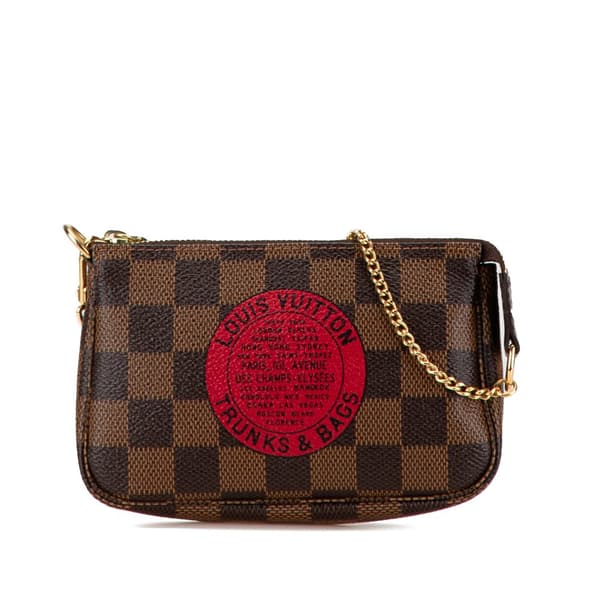 Pre-owned Louis Vuitton Damier Ebene Trunks and Bags Mini Pochette Accessoires Brown