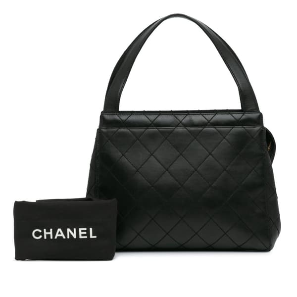 Pre-owned Chanel Stitched Lambskin Handbag Black
