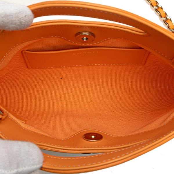 Pre-owned Chanel Nano Shiny Crumpled Calfskin 31 Shopping Bag Orange