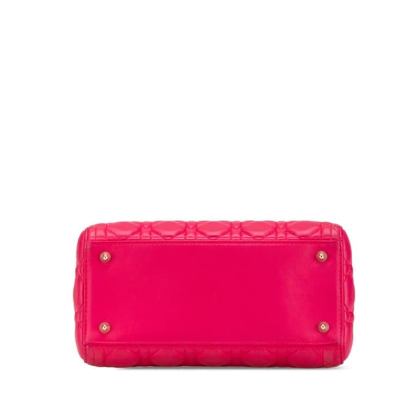 Pre-owned Dior Medium Lambskin Cannage Lady Dior Pink