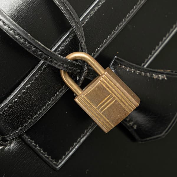 Pre-owned Hermès Box Calf Kelly Sellier 32 Black