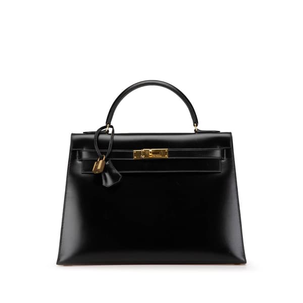 Pre-owned Hermès Box Calf Kelly Sellier 32 Black