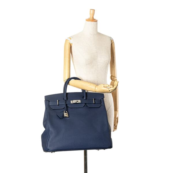 Pre-owned Hermès Togo HAC Birkin Retourne 40 Blue