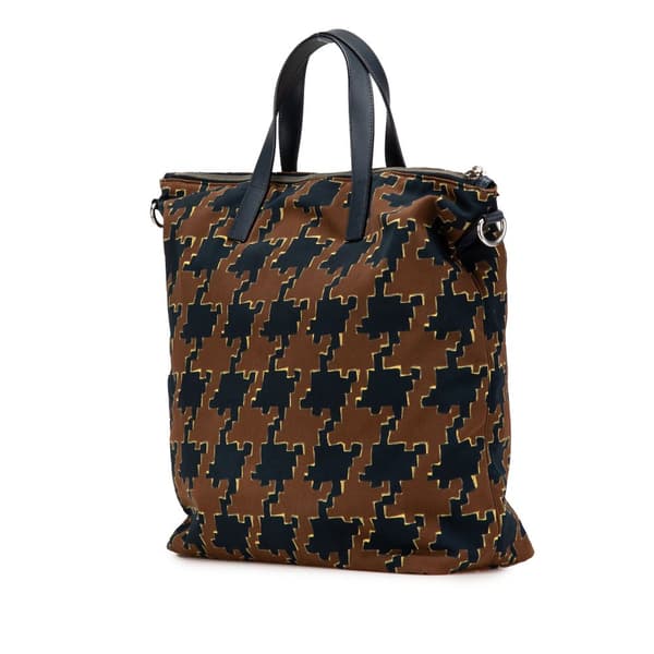 Pre-owned Prada Tessuto Stampato Satchel Brown