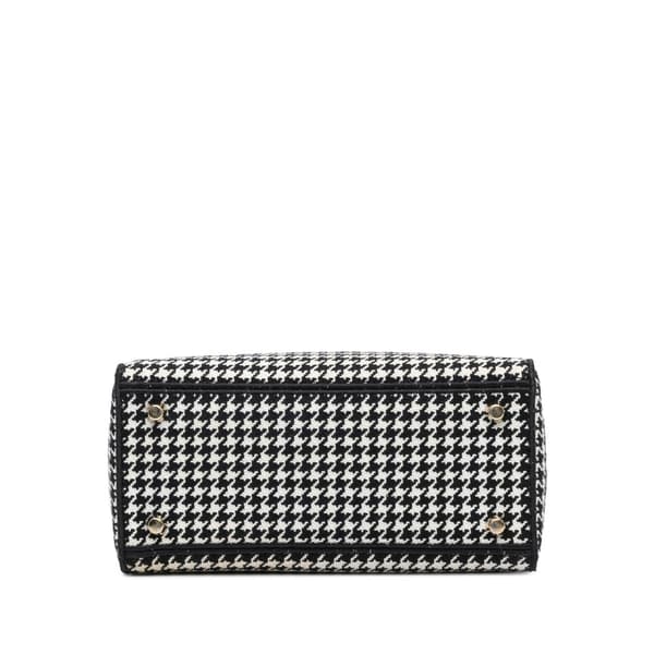 Pre-owned Dior Medium Canvas Houndstooth Embroidered Lady D Lite Black