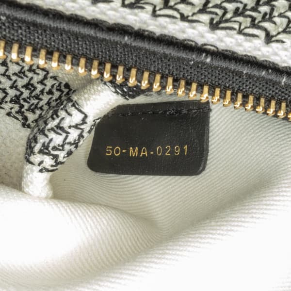 Pre-owned Dior Medium Canvas Houndstooth Embroidered Lady D Lite Black
