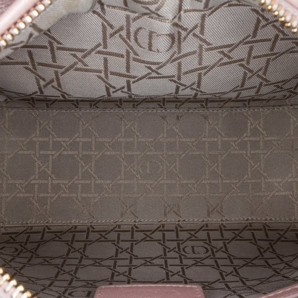 Pre-owned Dior Medium Pearlescent Lambskin Cannage Lady Dior Pink