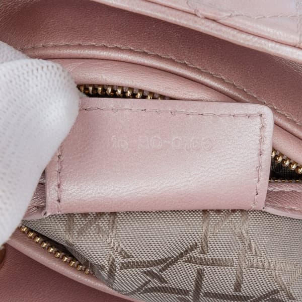 Pre-owned Dior Medium Pearlescent Lambskin Cannage Lady Dior Pink
