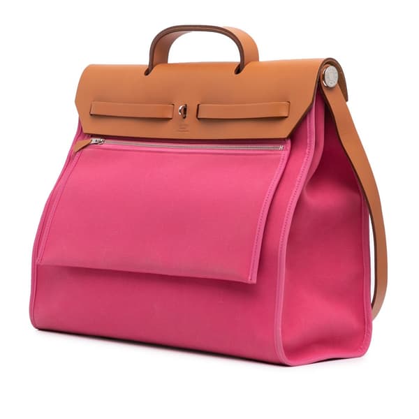 Pre-owned Hermès Toile Herbag Zip 39 Pink