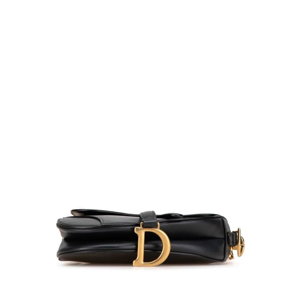 Pre-owned Dior Mini Leather Saddle Black