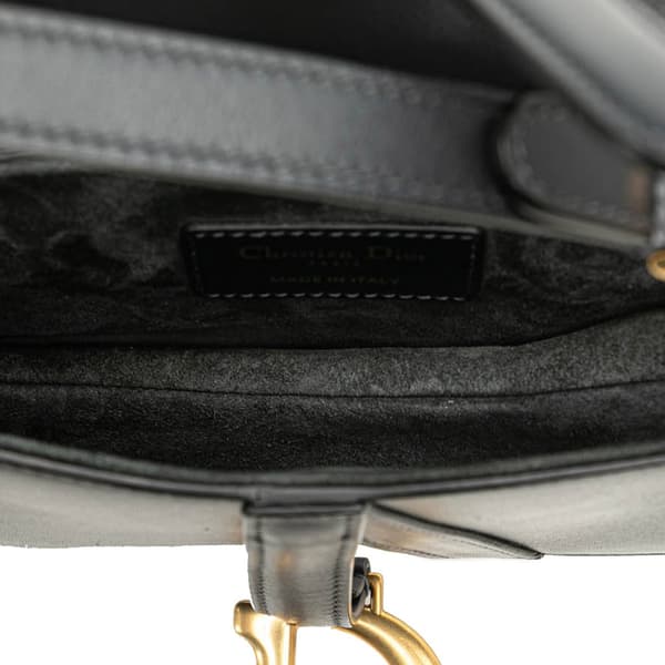 Pre-owned Dior Mini Leather Saddle Black