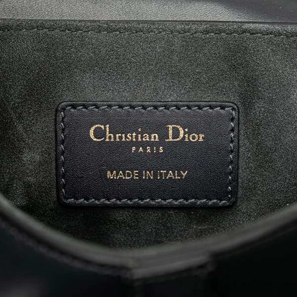 Pre-owned Dior Mini Leather Saddle Black