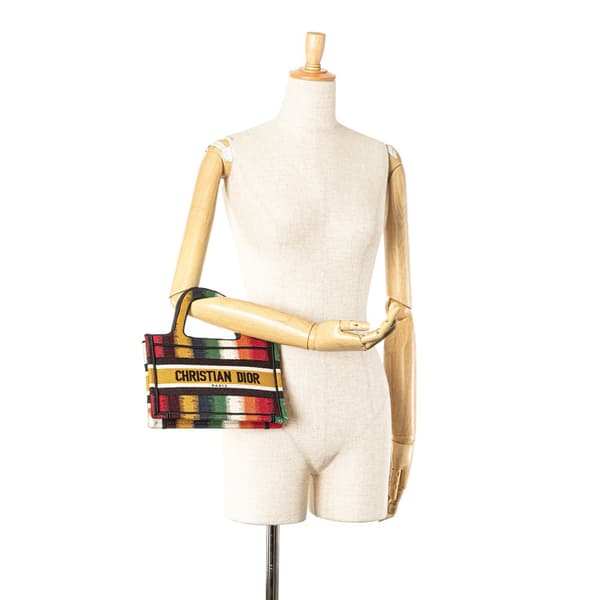 Pre-owned Dior Mini D Stripes Book Tote Yellow