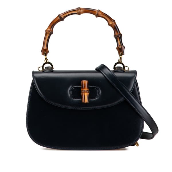 Pre-owned Gucci Mini Calfskin Bamboo Night Black