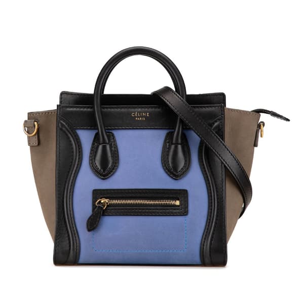 Pre-owned Celine Nano Tricolor Leather Luggage Tote Blue