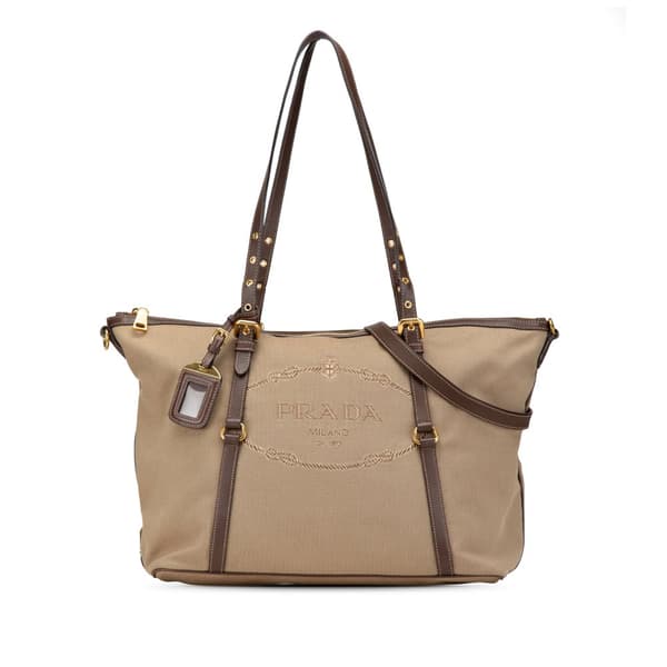 Pre-owned Prada Canvas Canapa Logo Satchel Brown