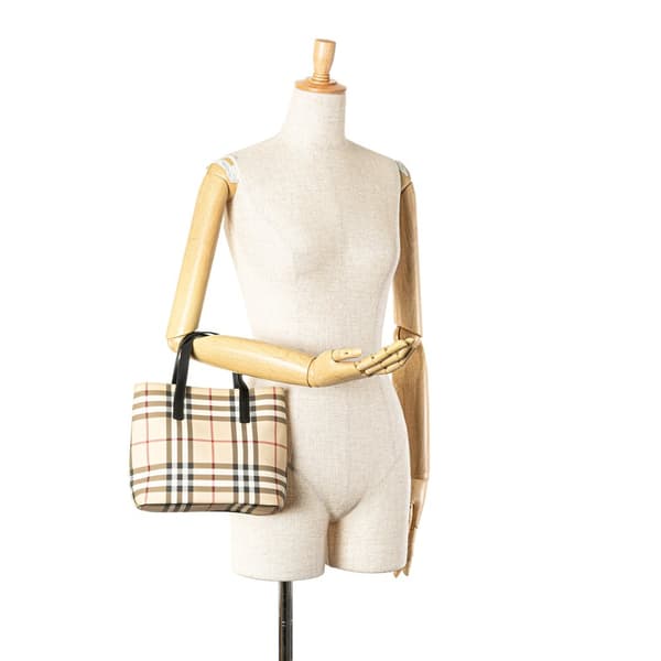 Pre-owned Burberry House Check Canvas Handbag Brown