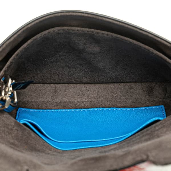 Pre-owned Fendi Micro Leather Monster Baguette Satchel Blue