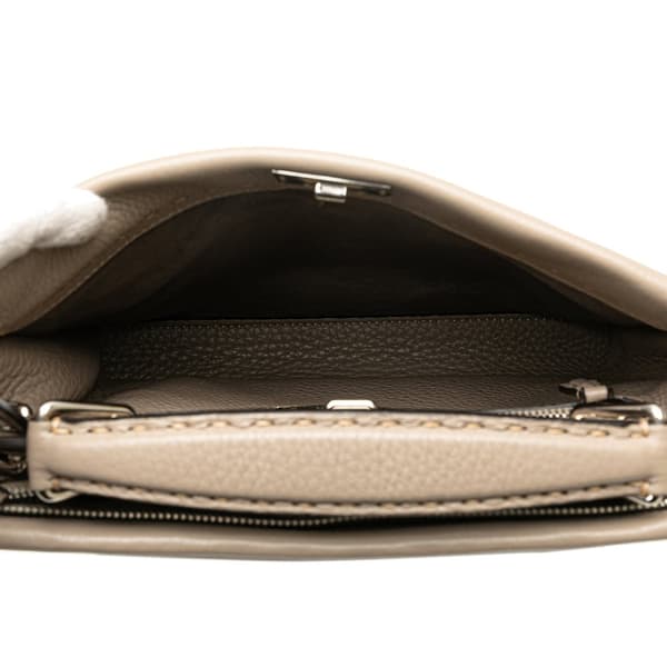 Pre-owned Fendi Sue Tilley Mini Calfskin Romano Selleria Banana Peekaboo Iconic Fit Satchel Brown