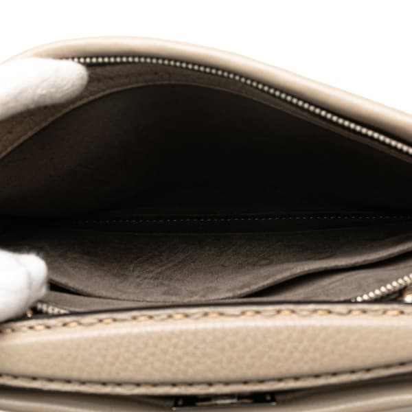 Pre-owned Fendi Sue Tilley Mini Calfskin Romano Selleria Banana Peekaboo Iconic Fit Satchel Brown
