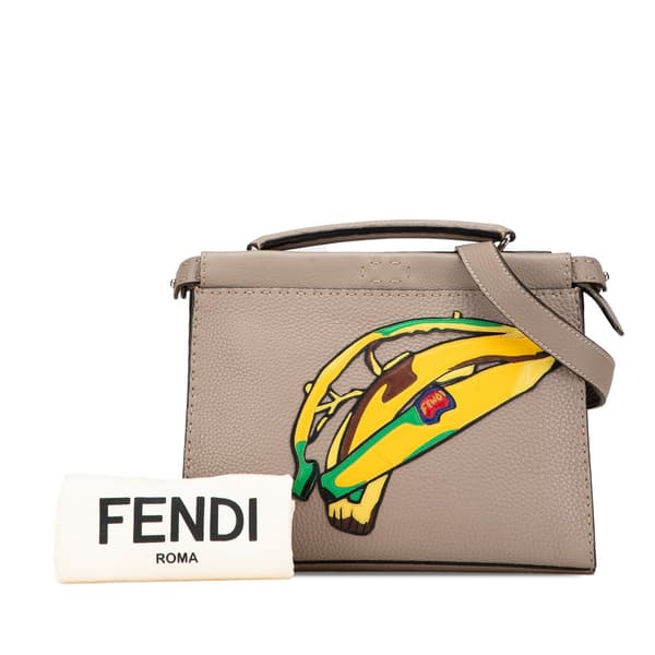 Pre-owned Fendi Sue Tilley Mini Calfskin Romano Selleria Banana Peekaboo Iconic Fit Satchel Brown
