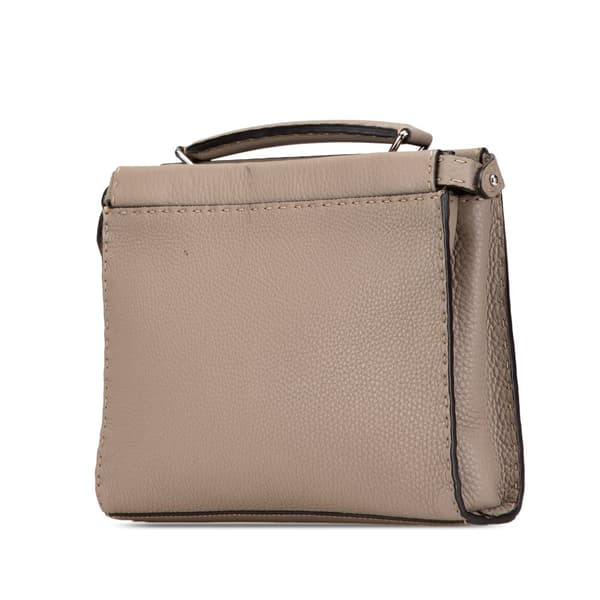 Pre-owned Fendi Sue Tilley Mini Calfskin Romano Selleria Banana Peekaboo Iconic Fit Satchel Brown