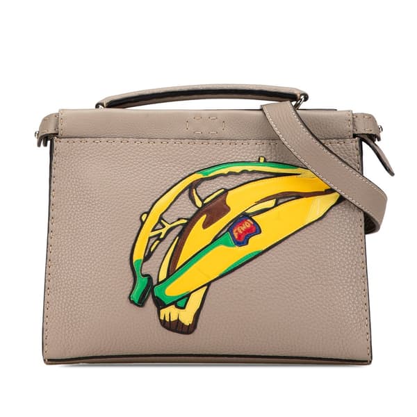 Pre-owned Fendi Sue Tilley Mini Calfskin Romano Selleria Banana Peekaboo Iconic Fit Satchel Brown