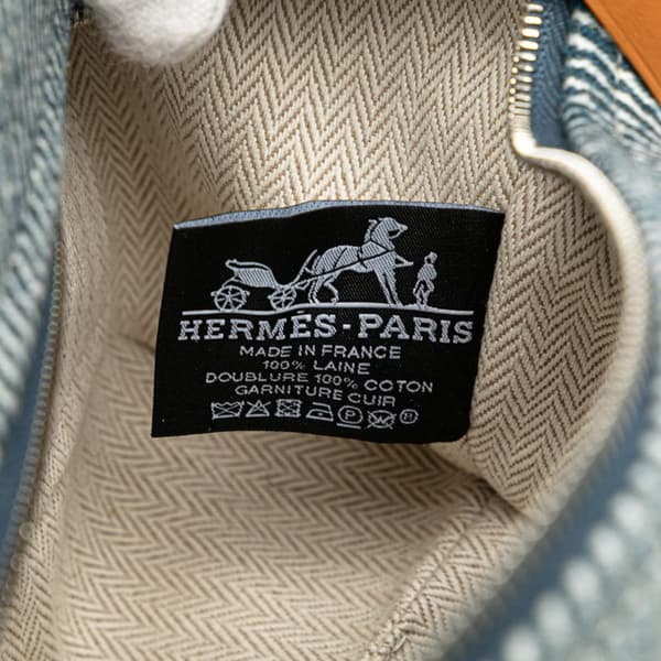 Pre-owned Hermès Small Wool Bride A Brac H Natte Case Blue