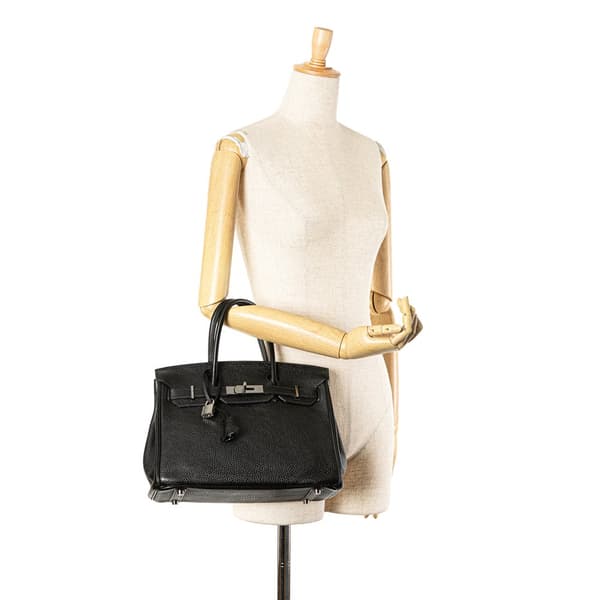 Pre-owned Hermès Clemence Birkin Retourne 30 Black