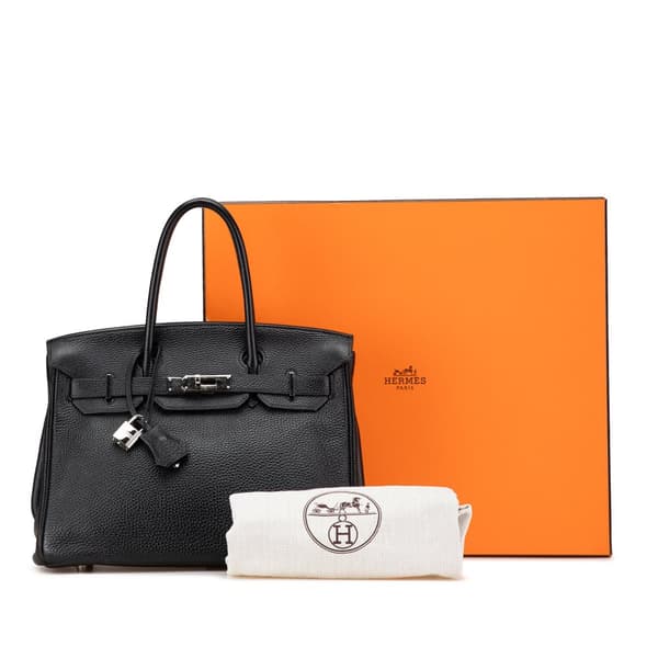 Pre-owned Hermès Clemence Birkin Retourne 30 Black