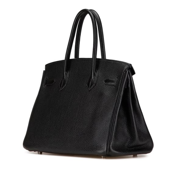 Pre-owned Hermès Clemence Birkin Retourne 30 Black