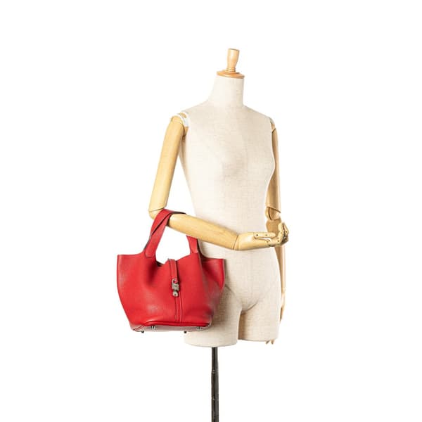Pre-owned Hermès Clemence Picotin Lock 22 Red