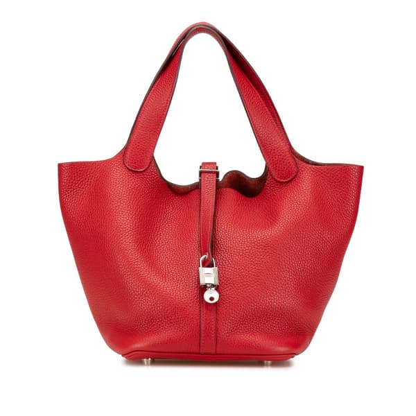Pre-owned Hermès Clemence Picotin Lock 22 Red