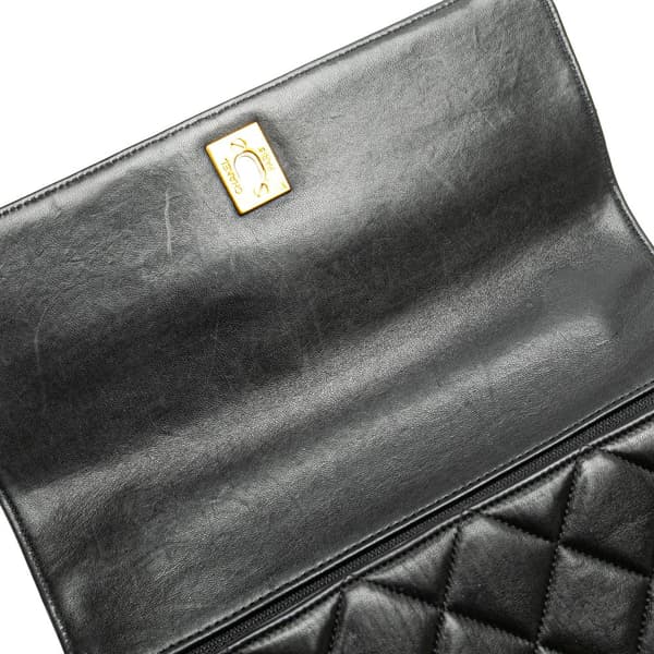 Pre-owned Chanel Medium Lambskin Kelly Top Handle Bag Black