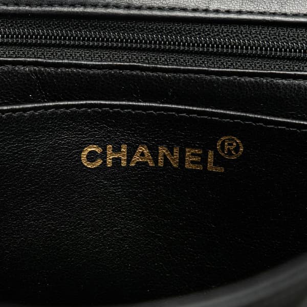 Pre-owned Chanel Medium Lambskin Kelly Top Handle Bag Black