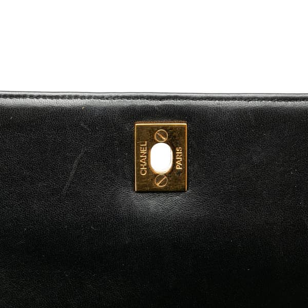 Pre-owned Chanel Medium Lambskin Kelly Top Handle Bag Black