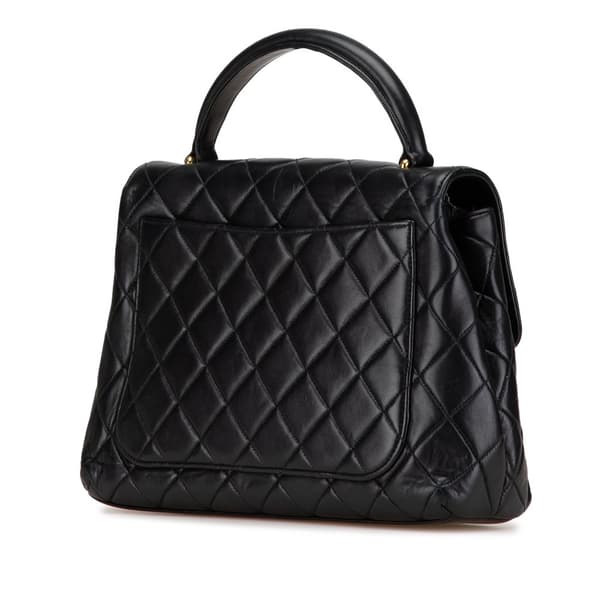 Pre-owned Chanel Medium Lambskin Kelly Top Handle Bag Black