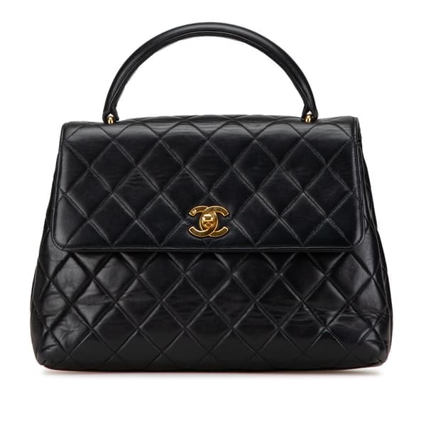 Pre-owned Chanel Medium Lambskin Kelly Top Handle Bag Black
